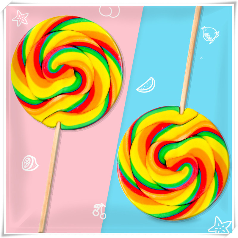 金稻谷彩虹大棒棒糖彩色波板糖80g25儿童怀旧零食糖果整箱批散装