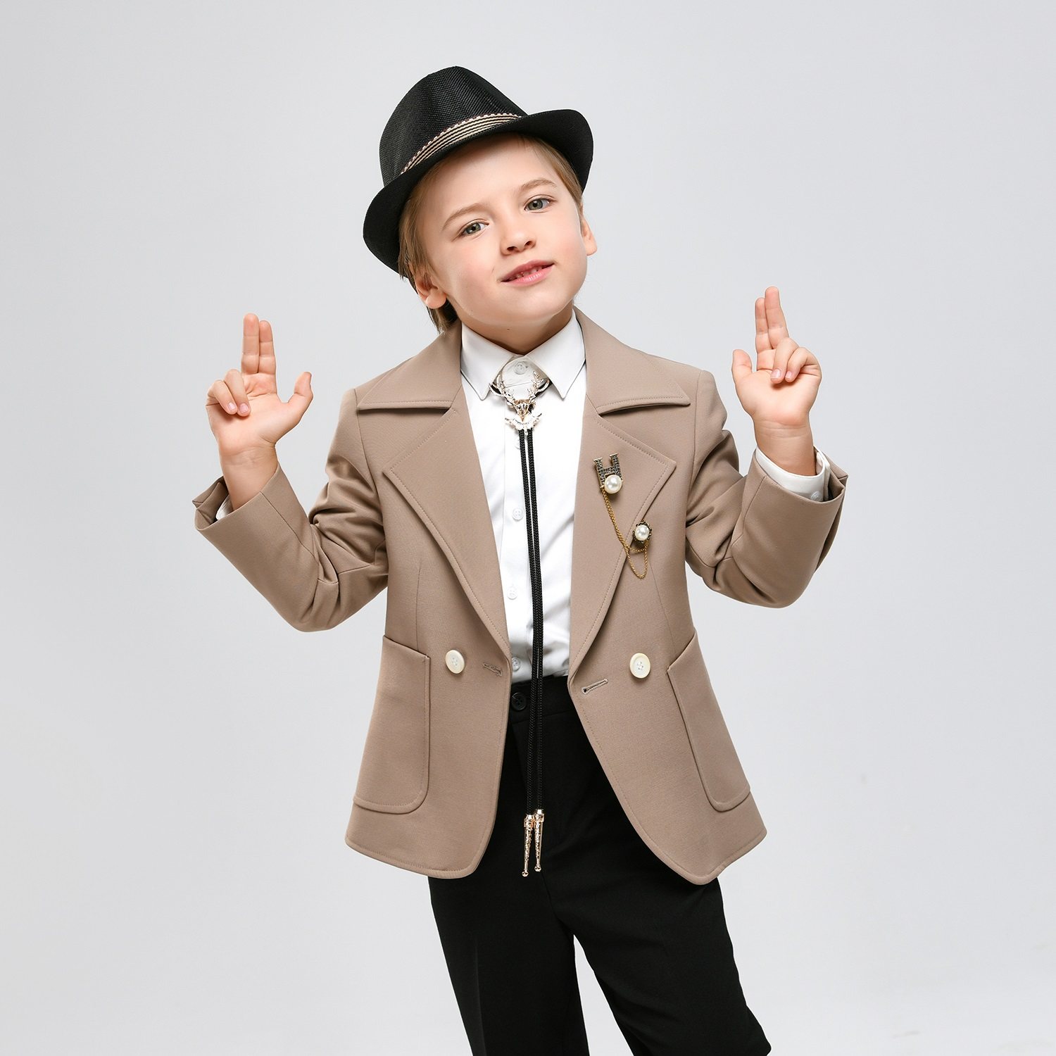 西服imo儿童套装男童西装宝宝走秀礼服休闲西服