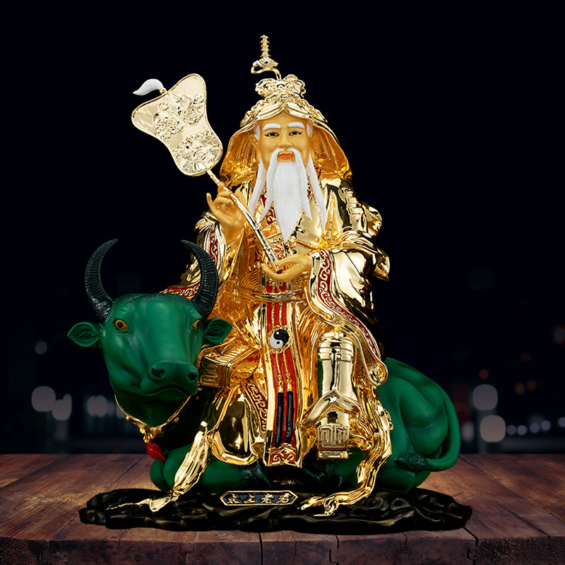 神像鎏金纯铜太上老君居家老子骑牛铜像道德摆件