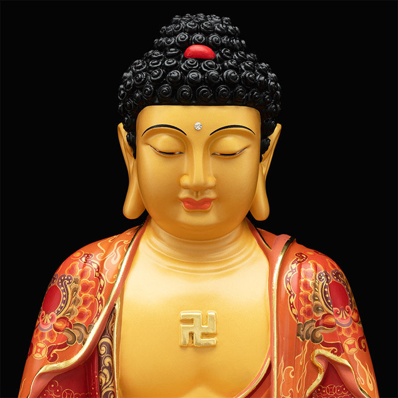 纯铜彩绘释迦牟尼佛像阿弥陀佛如来佛祖药师三宝铜像摆件摆件