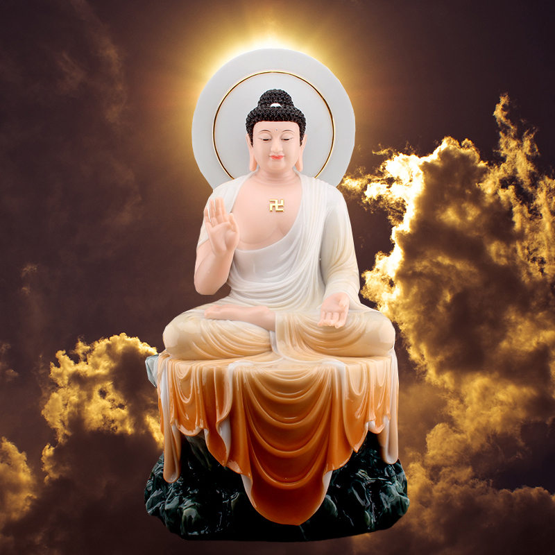 释迦牟尼汉白玉说法像大日如来佛居家佛堂摆件摆件
