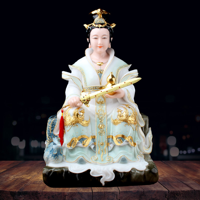 九天汉白玉女神像娘娘佛像家用客厅玄母天尊玄关摆件