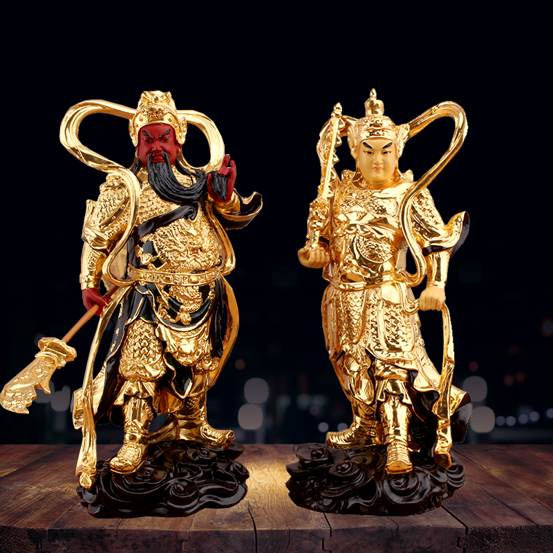 菩萨伽蓝纯铜贴金韦陀佛像家用客厅神像韦驮摆件