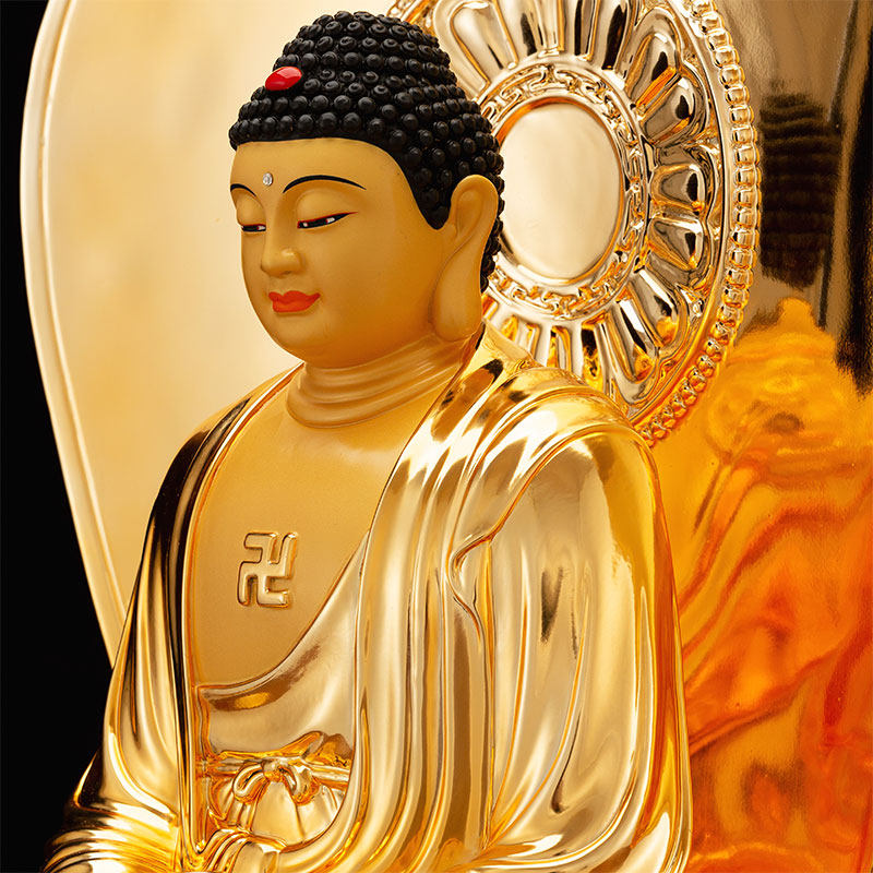 纯铜鎏金释迦牟尼佛像三宝阿弥陀佛如来如来佛佛祖神像家摆件