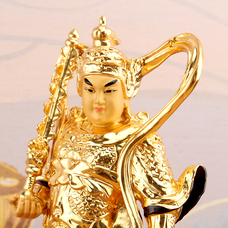 菩萨伽蓝纯铜贴金韦陀佛像家用客厅神像韦驮摆件