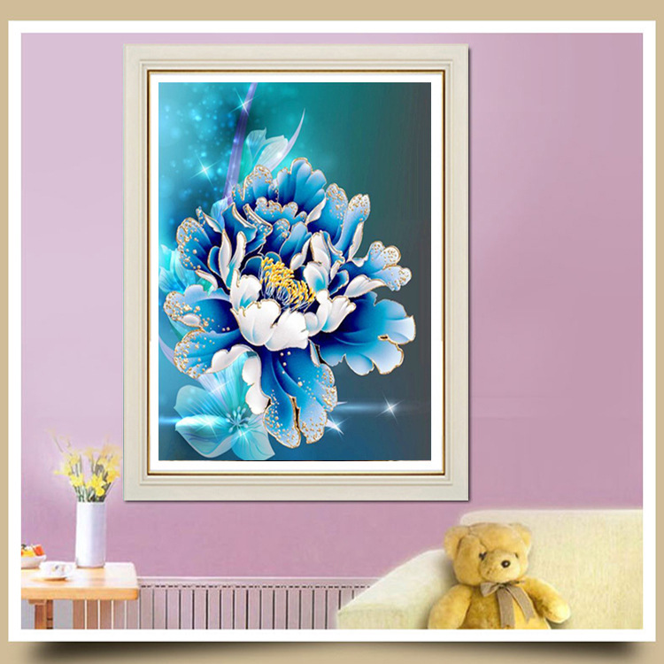 新中式牡丹花十字绣粘钻床头卧室餐厅花开富贵牡丹十字绣套件