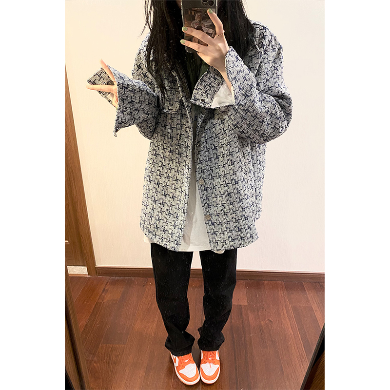 【潮WOO专属】King Prince格纹高街小香风情侣装外套短款男女潮牌