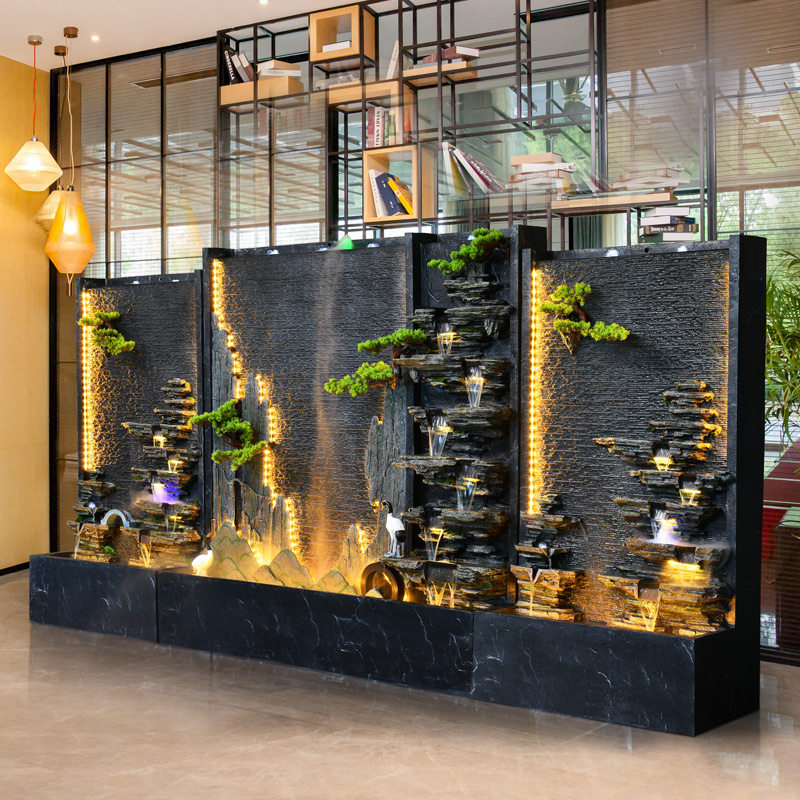 大型水景隔断断水幕墙院子装饰庭院迎宾墙花户外