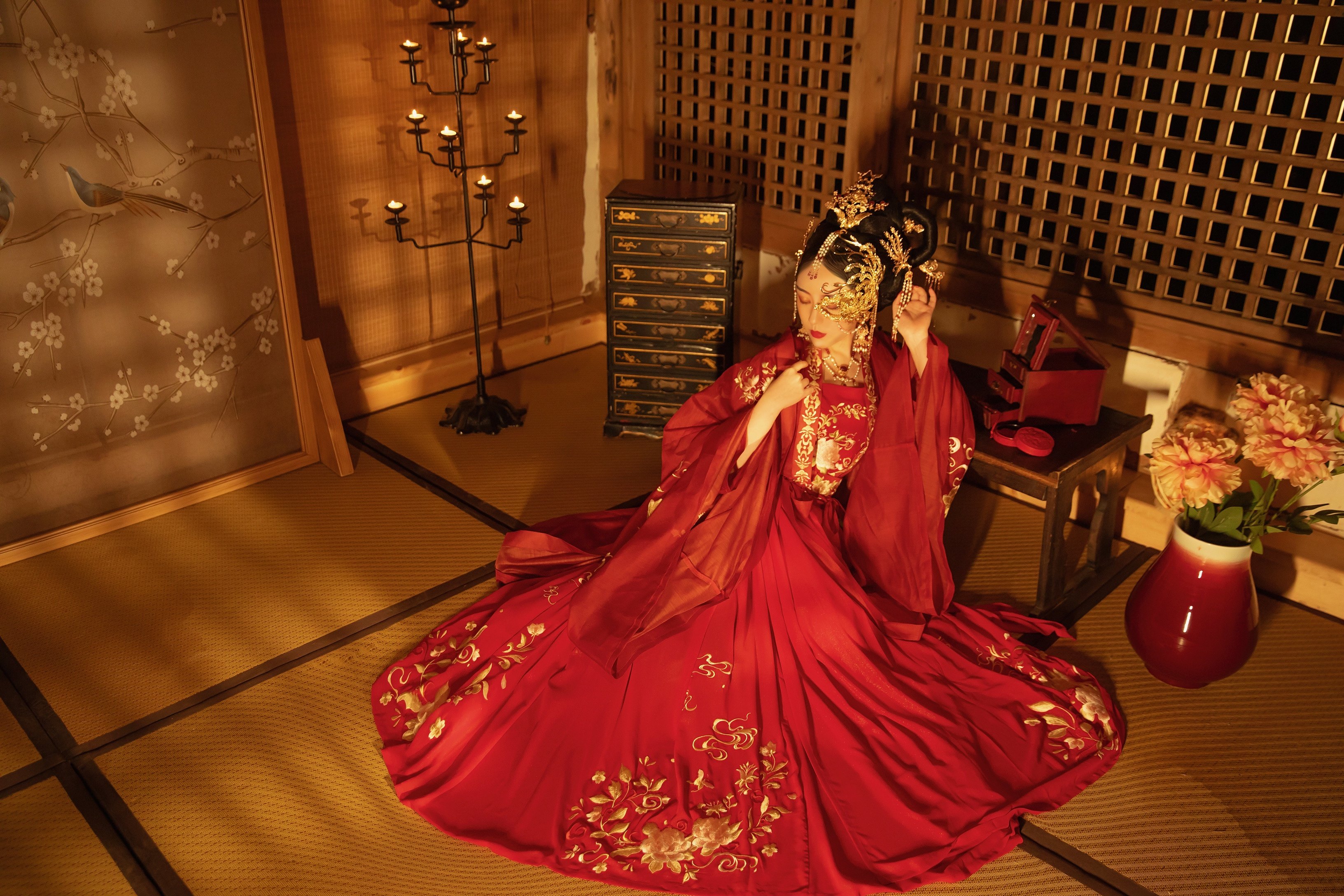 万里六米刺绣重工衫婚万里红大袖齐腰交领对襟汉服