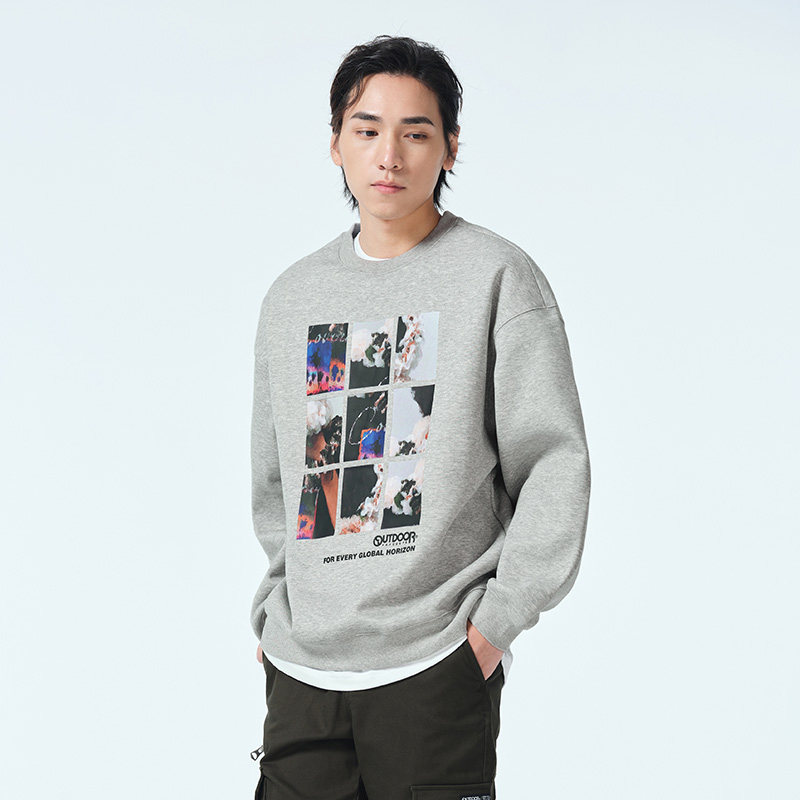 outdoorproducts春秋冬新款加绒九宫格印花个性套头无帽卫衣男女