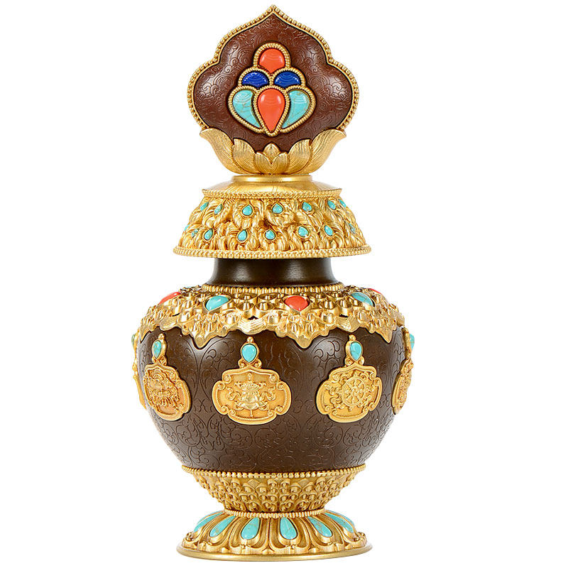 宝瓶藏式纯铜精工摩尼宝瓶壶藏传密宗佛教地藏摆件
