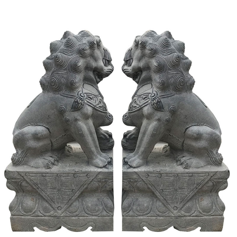 青石雕门前石狮子墓地陵园墓碑辟邪看门镇宅小号家用精雕祭祀摆件