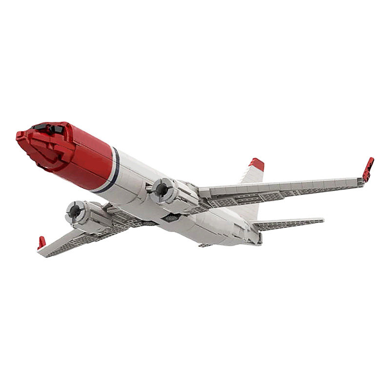 buildmoc创意周边挪威波音飞机模型摆件兼容乐高拼装塑料积木
