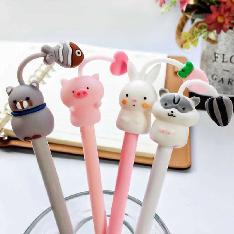 网红卡通中性笔少女心套装创意可爱水笔学生用黑色小清新