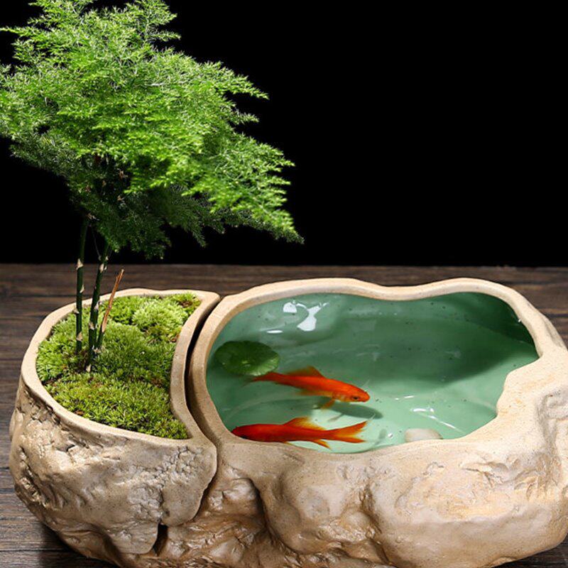 气质绿萝鱼缸金鱼缸盆栽多肉器皿植物花盆水养音乐枕