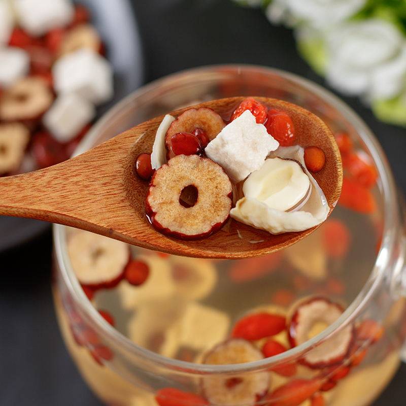 花茶鹏安堂枣百合酸枣仁膏茯苓枸杞子养生茶