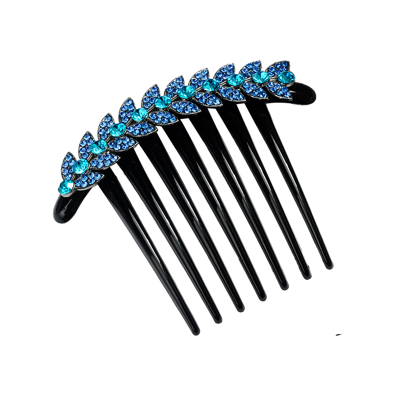 发梳古风丸子七齿插梳盘发时尚气质水钻防滑发饰