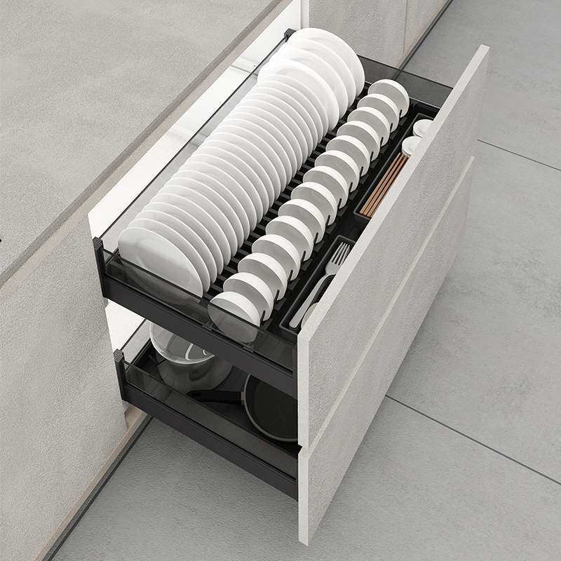 全铝抽屉式拉篮厨房三边碗篮开门四边锅篮平篮拉篮