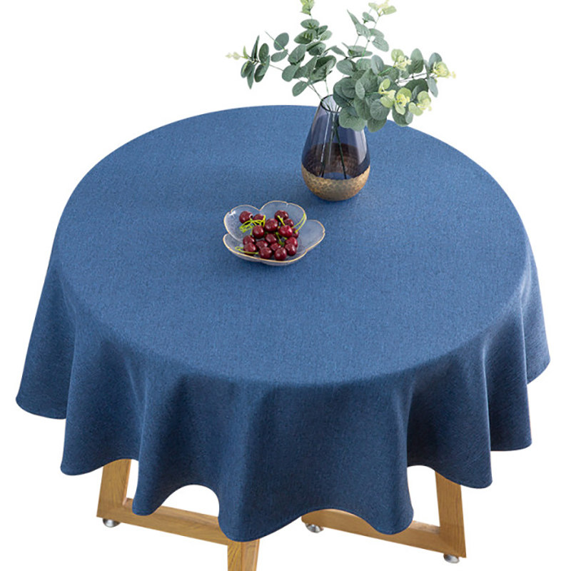 棉麻圆桌桌布家用布艺纯色亚麻布北欧简约圆形桌布