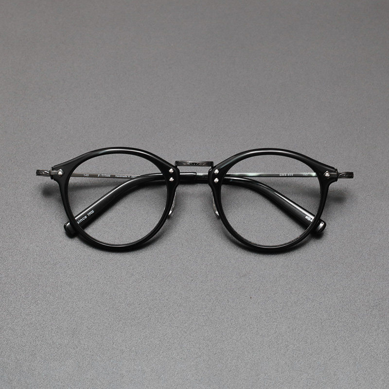 修饰日本复古气质男女潮款圆形纯钛眼镜框可配定制成品光学镜