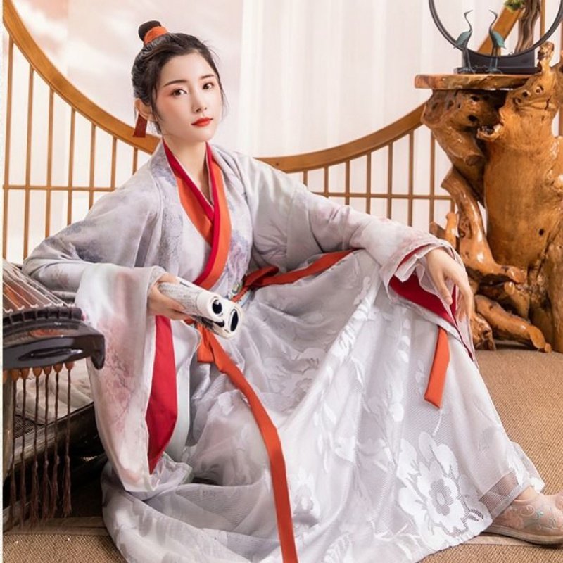 银狐魏晋风汉服女古装广袖流仙裙中国风学生夏季交领齐腰襦裙套装