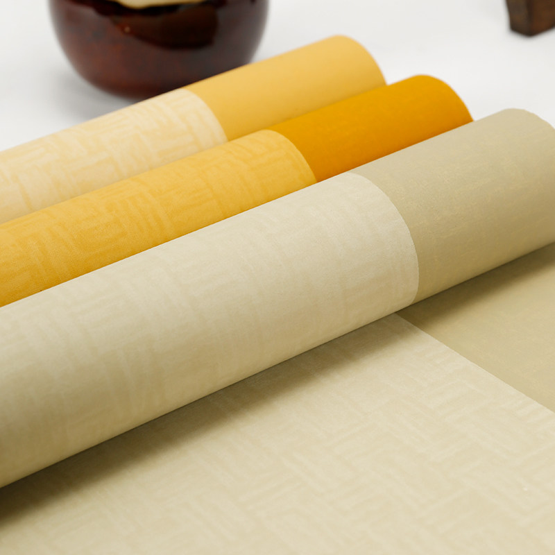 锦墨堂蜡染竹帘纹四尺对开套色宣纸半生半熟四尺条屏仿古色手工纸楷书