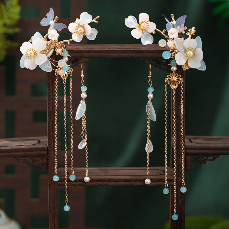 汉服配饰古装夹子流苏步摇发饰古风头饰超仙发夹对夹古代边夹发卡