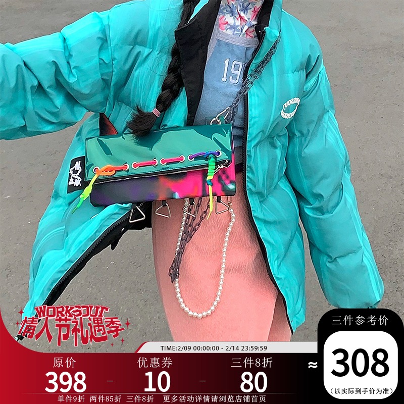 【潮WOO专属】WORKSOUT(WKST)两面穿焰色棉服男女立领外套潮流冬