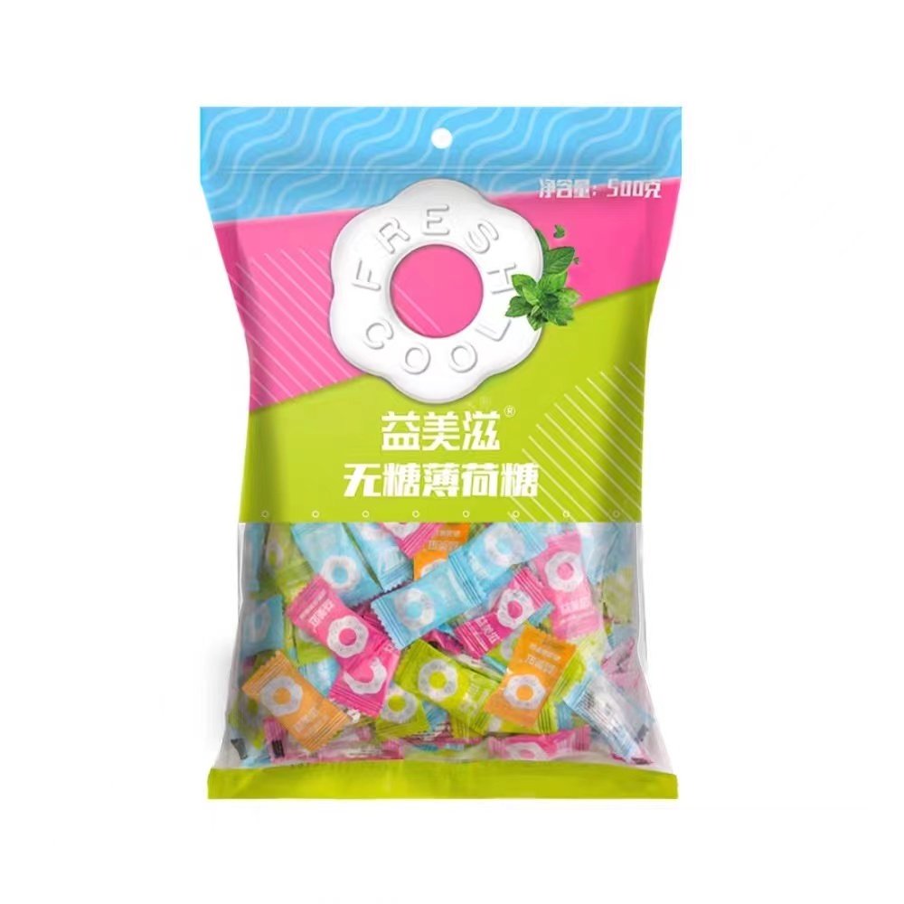 mint益美美滋无糖薄荷糖果口香糖500克清新口气传统糖果