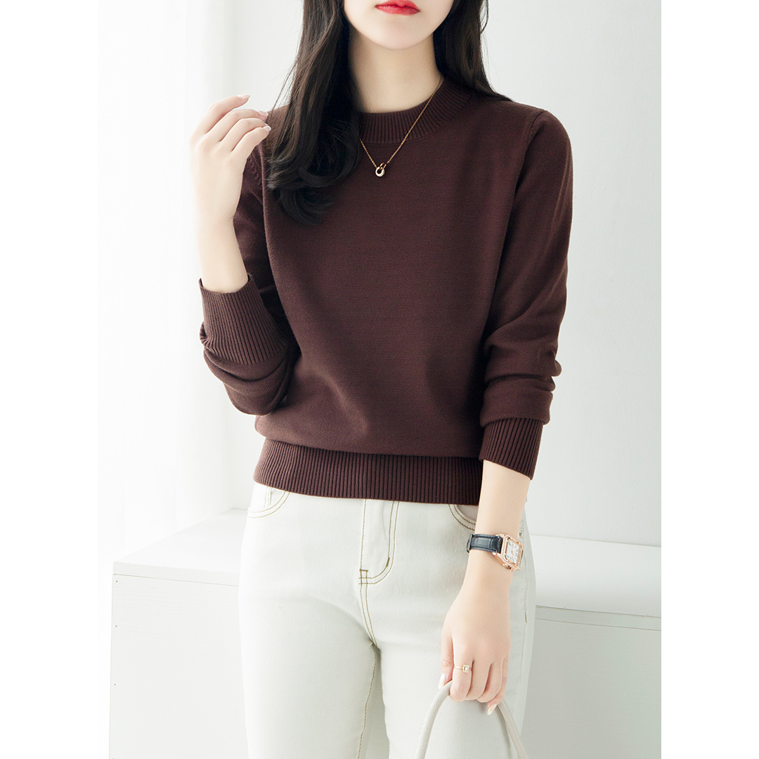 2022半高领针织衫女长袖宽松内搭毛衣秋冬时尚外穿加厚打底衫上衣