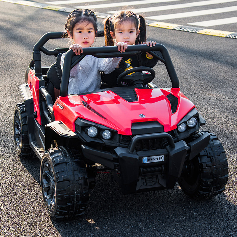 四轮双座儿童电动汽车可坐大人遥控四驱越野玩具车宝宝小孩摇摇车