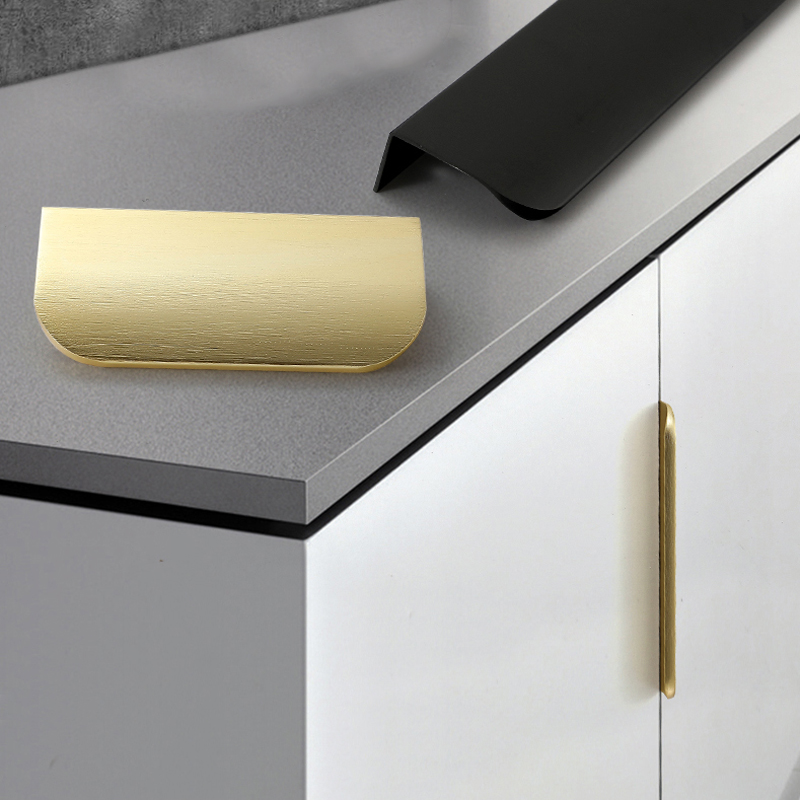 北欧隐形拉手轻奢现代柜门抽屉黑色金色橱柜小拉手