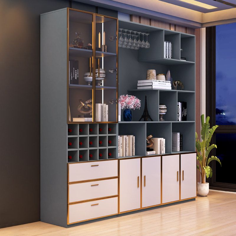 酒柜北欧餐厅玻璃门靠墙现代简约展示柜轻奢家用客厅酒柜