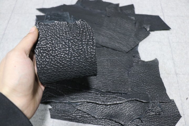 日本进口黑色鲨鱼皮碎料钱包卡包料手工diy真皮面料真鲨鱼皮料