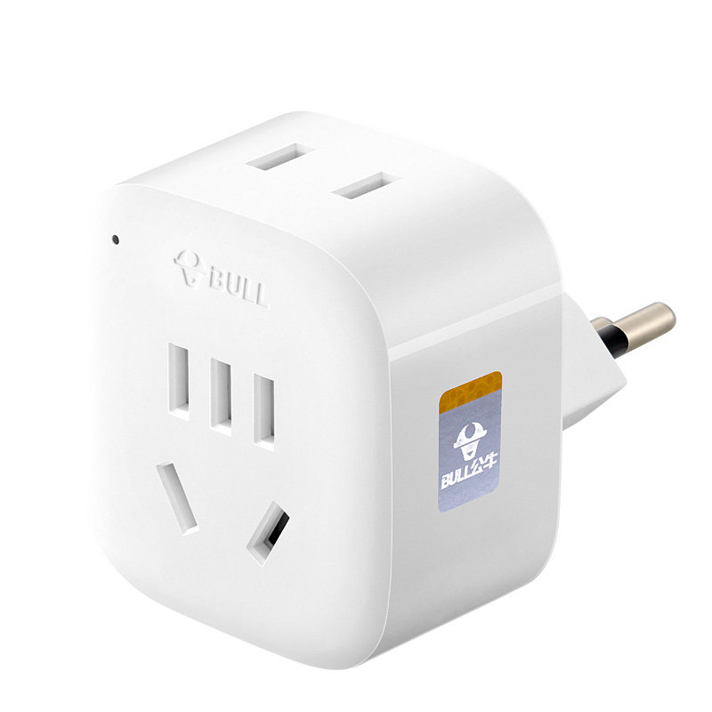 公牛转接头插座转化两孔三角两脚插头转换电源插头