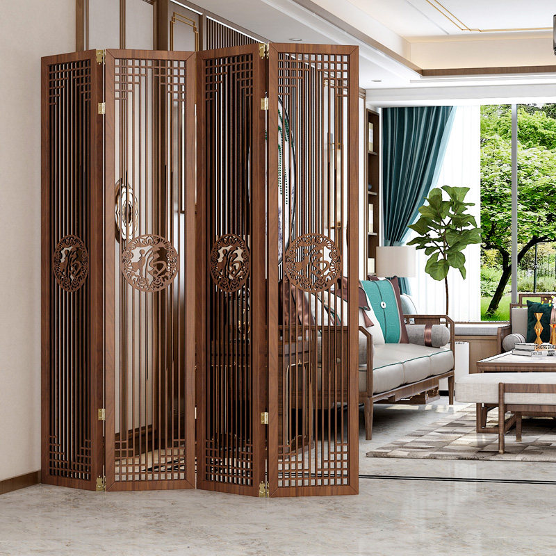 中式实木屏风折叠隔断客厅移动卧室酒店办公室折屏