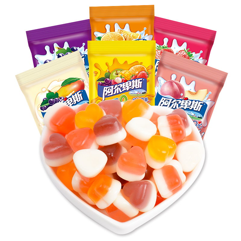 阿尔卑斯乐嚼qq糖果果汁软糖儿童水果果味橡皮糖传统糖果