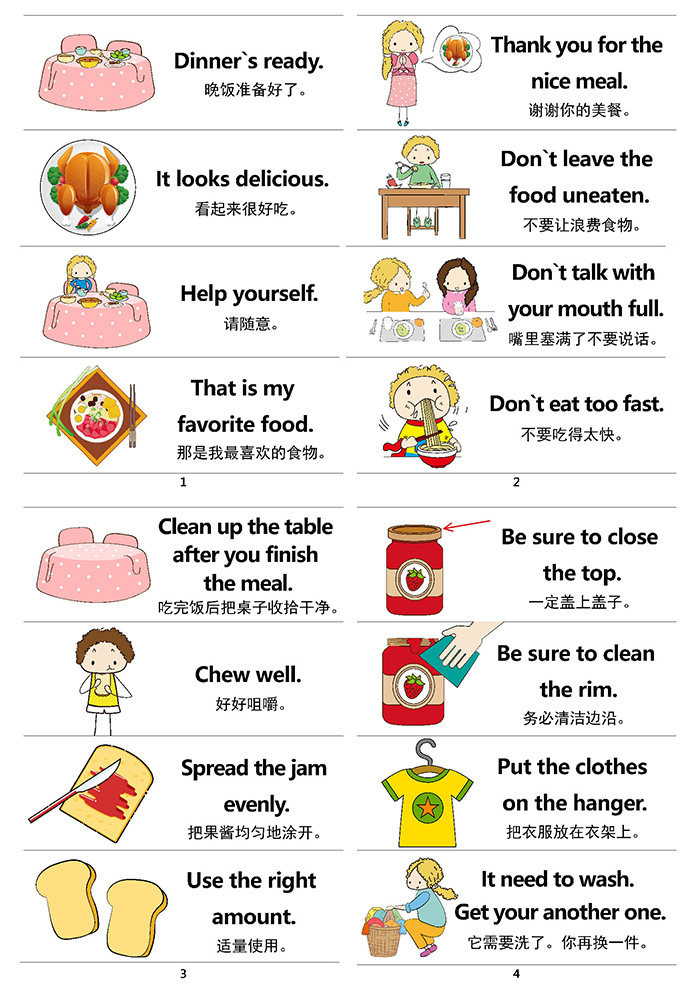 英语日常口语对话卡片家庭生活情境句子亲子早教早教闪卡