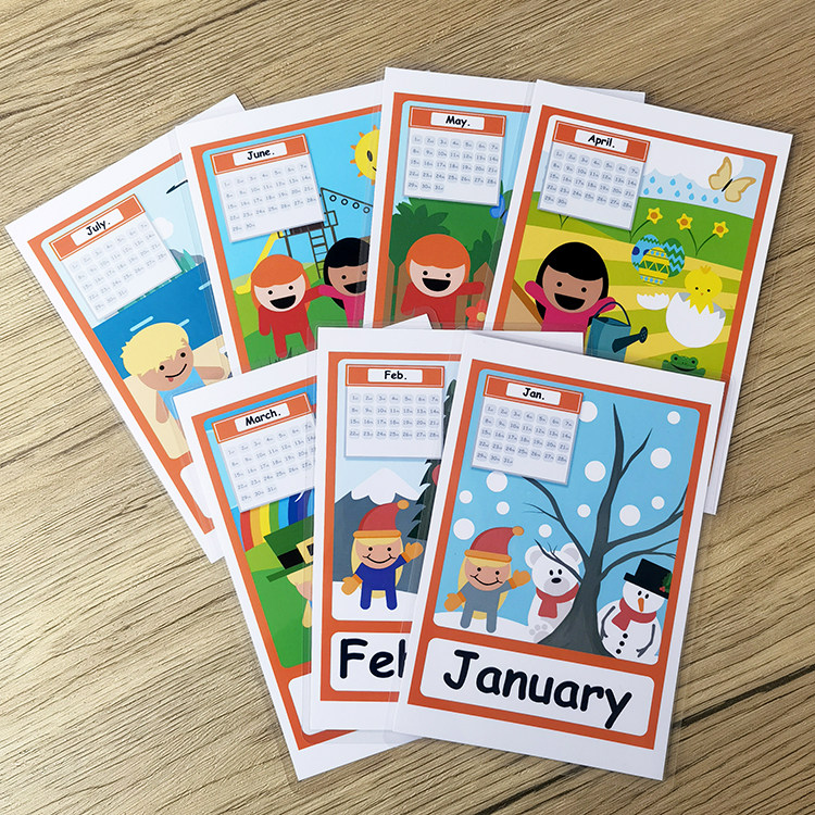 months英语月份星期卡片早教启蒙闪卡幼儿园亲子早教闪卡