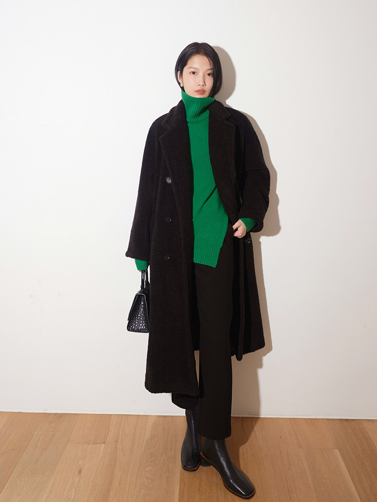 freshmoi康赛类纯山羊绒冬季加厚侧开高领羊绒衫毛衫毛衣