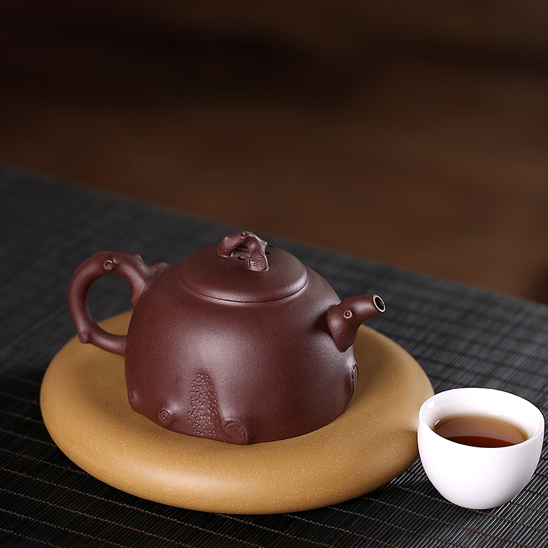 宜兴茶壶茶具桃桩壶志刚紫砂壶曹志刚紫泥茶壶