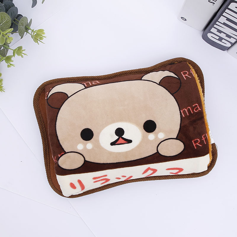 卡通图案 充电式易携带暖手宝双插手暖水袋 毛绒暖手宝