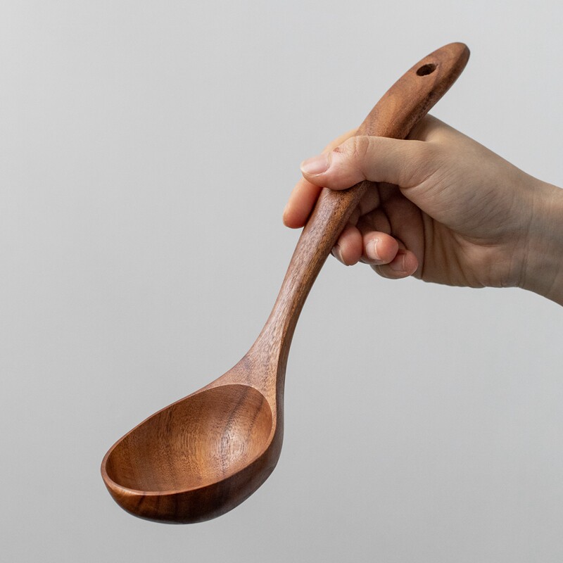 木勺勺子日式柚木汤勺家用长柄木头粥勺木质汤勺