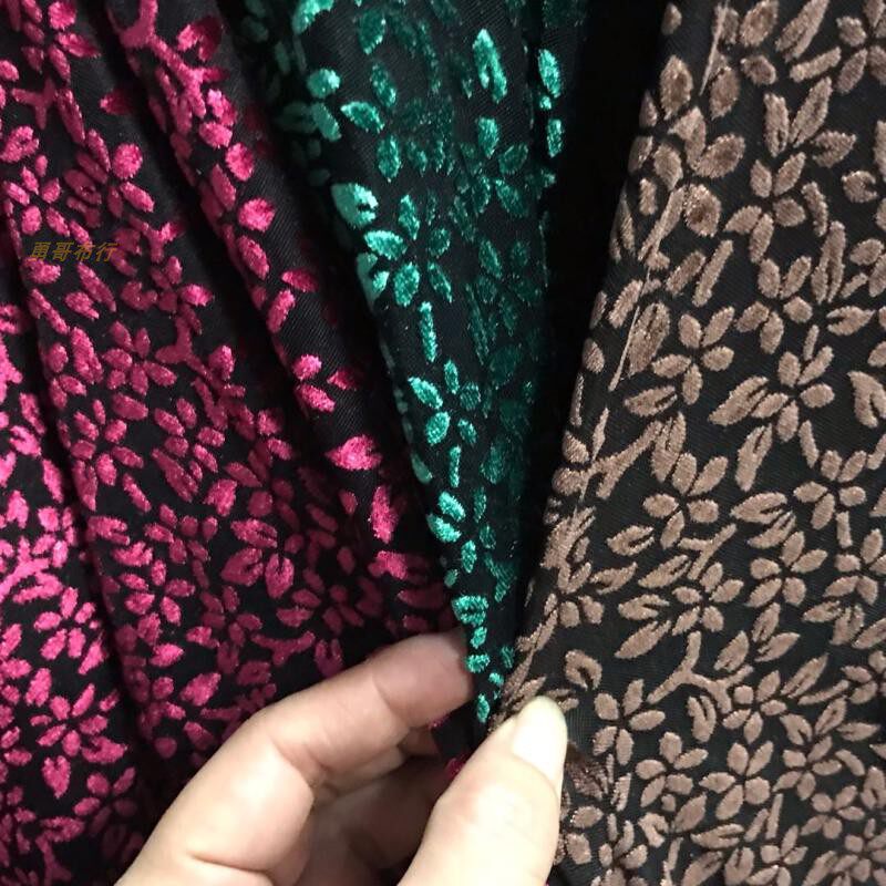 高档金丝绒烂花布料镂空碎花弹力力爽滑垂打底海绵垫