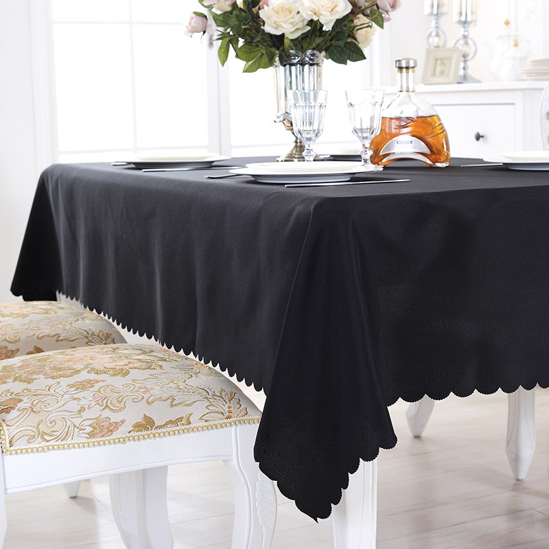 加厚纯色酒店台布饭店餐厅长方形简约黑色桌布布艺背景布会议桌布
