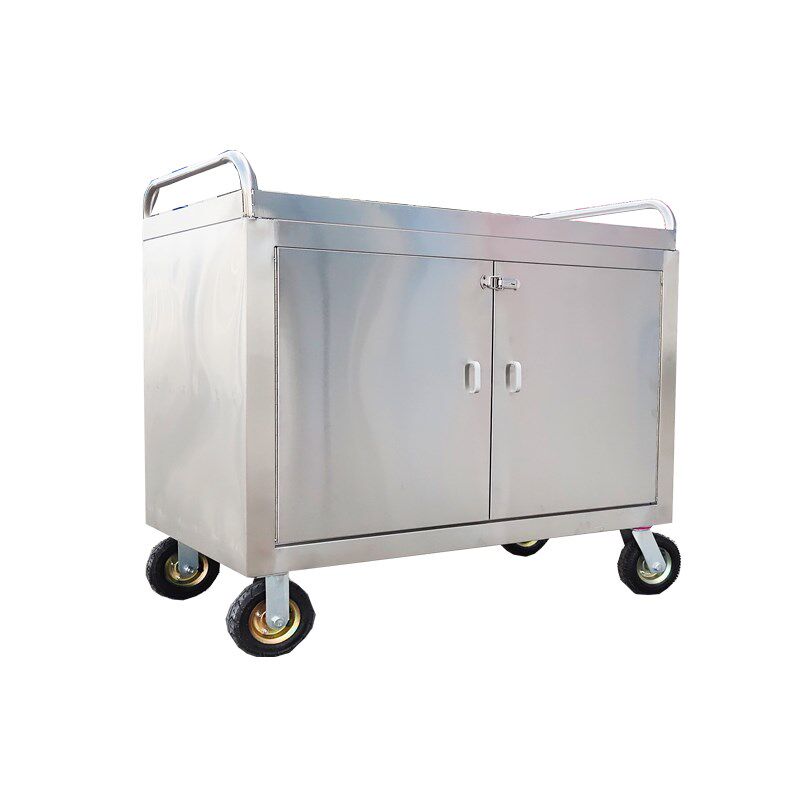 不锈钢推车外卖餐车摆摊移动小吃封闭带门两三层餐车