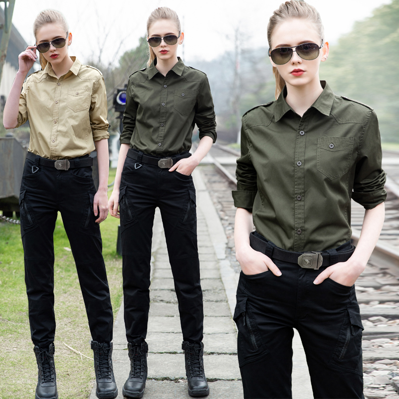 自由骑士户外军迷套装女休闲战术迷彩服宽松显瘦韩版绿色两件套潮