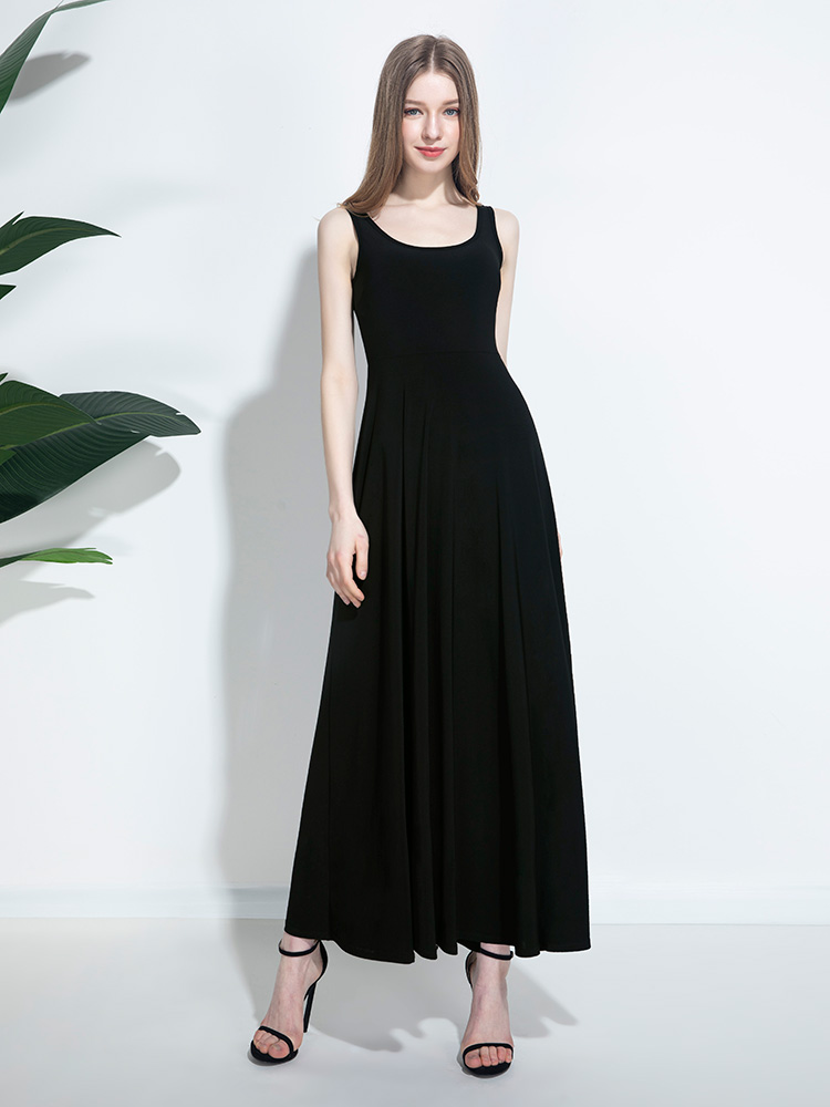 2020新款黑色吊带连衣裙女夏气质开叉长裙脚踝显瘦内搭打底小黑裙