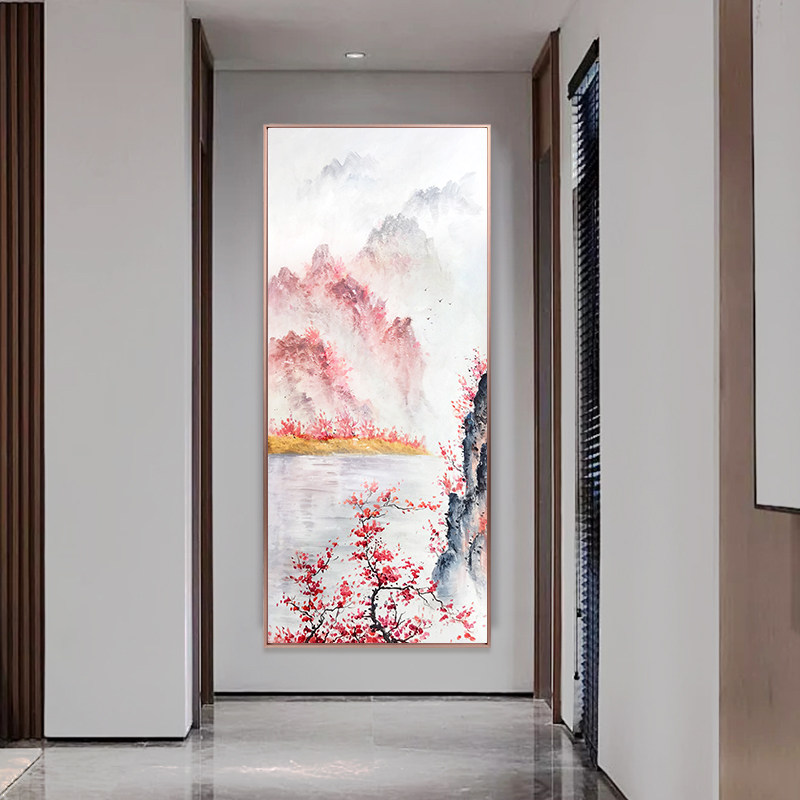 牧庭中国桃源风景画过道走廊国风手绘玄关入户油画