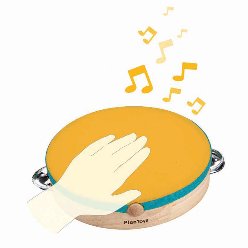 进口plantoys6426铃鼓木质儿童宝宝敲击击打乐器启蒙铃类乐器